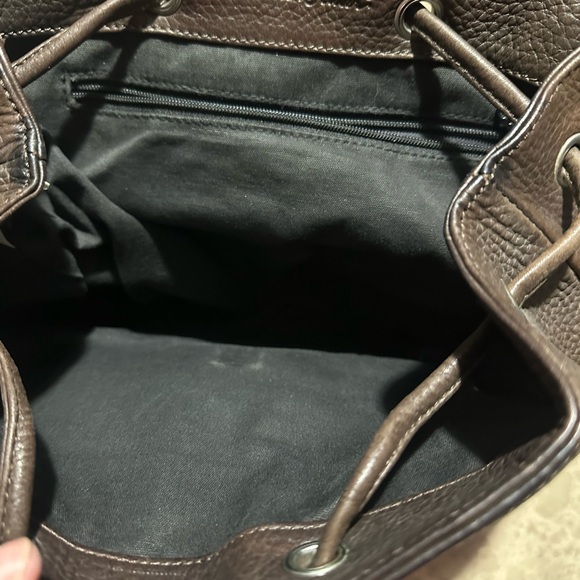Vintage 90s Eddie Bauer brown pebbled leather medium backpack - Picture 3 of 6